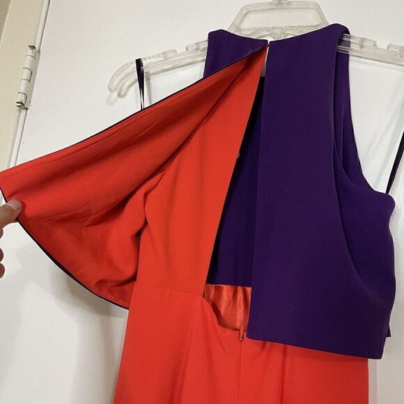 NWT Jill Stuart Popover Color block maxi purple and orange gown size US 0 $298 - Picture 2 of 11